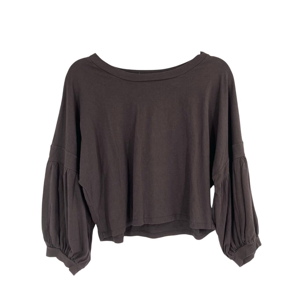 Mod Ref Casual Boxy Boho Puff Sleeve Charcoal Gray Women’s Oversized Small